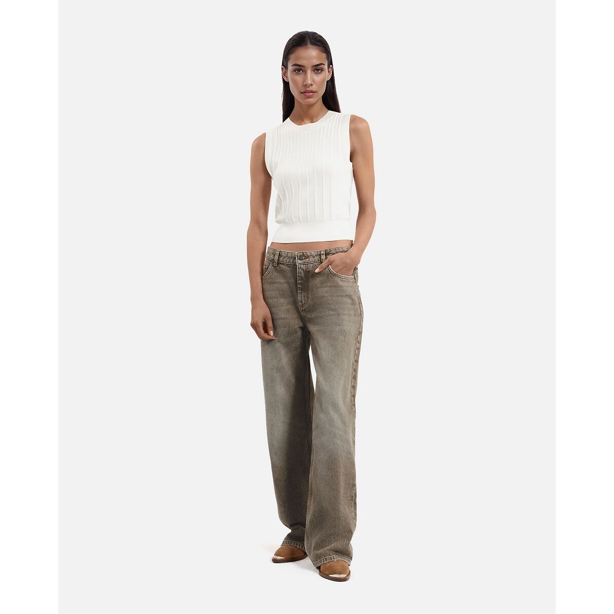 Denim Straight Jeans olive, THE KOOPLES