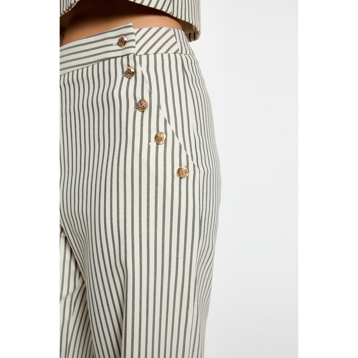 Pantalon large rayé multicolore, MORGAN