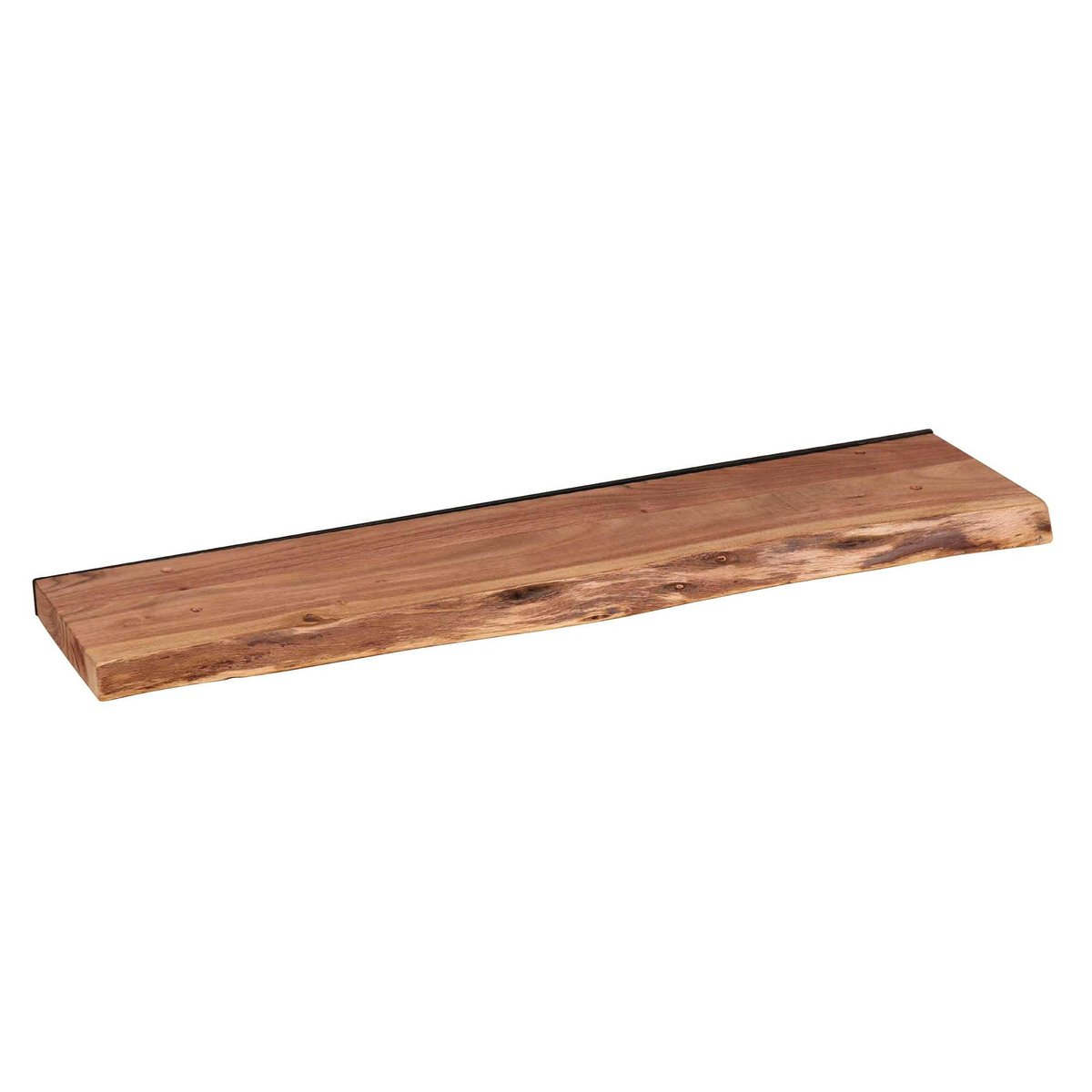 Étagère murale droite en bois massif 90 cm acacia bordure naturelle découpe de bois MELBOURNE bois naturel, PIER IMPORT