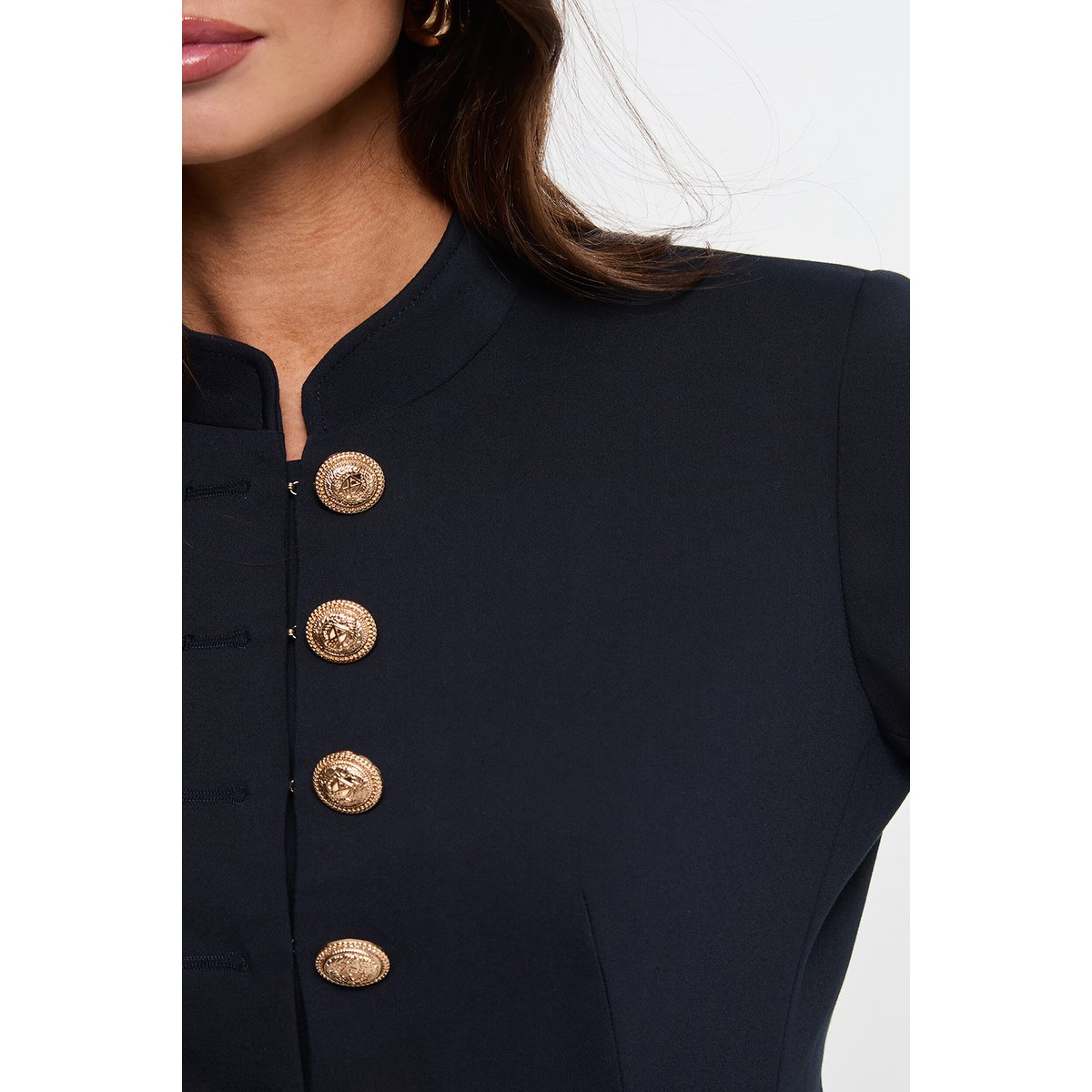 Veste courte col mao bleu marine, MORGAN