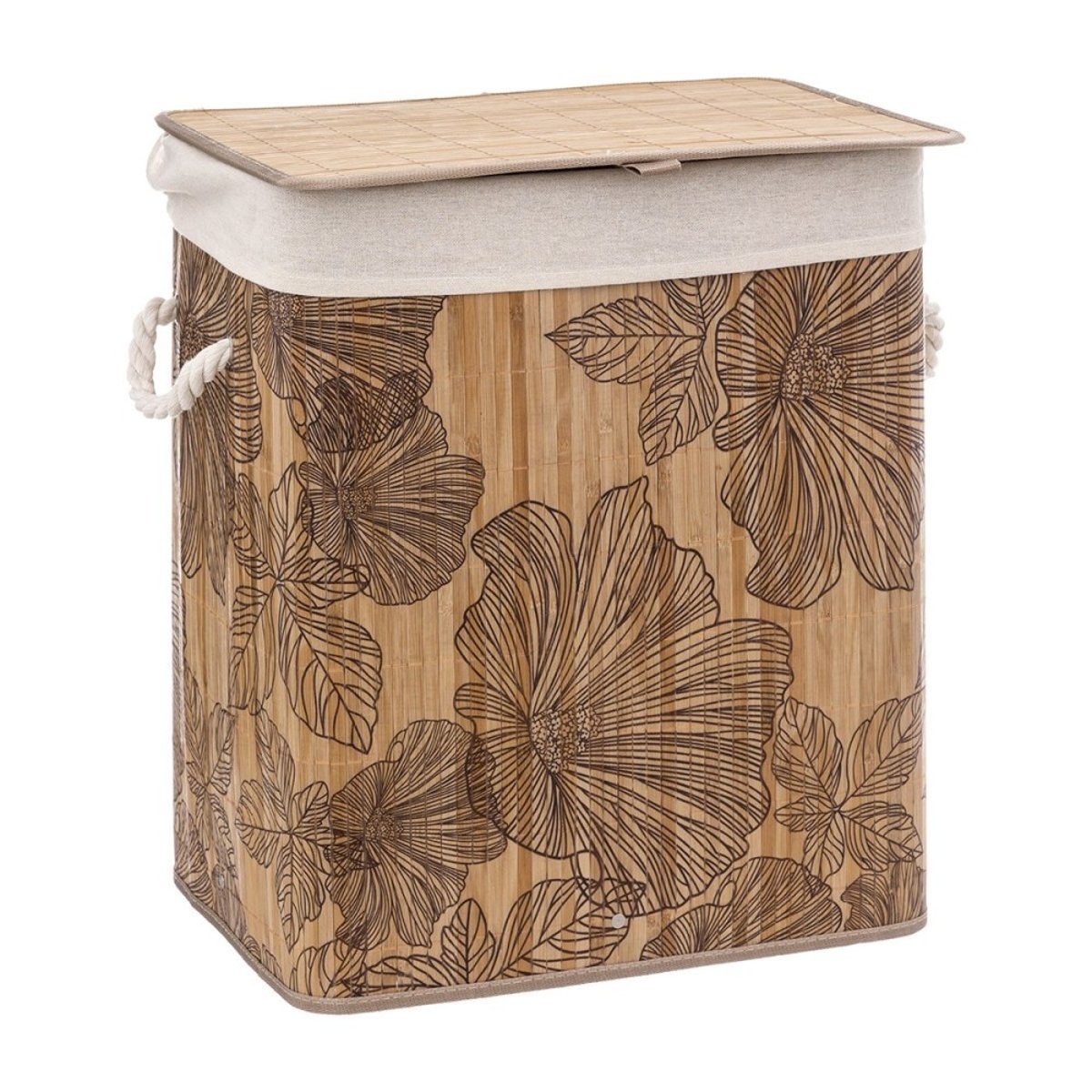 Panier à Linge Bambou Blackflora beige, ATMOSPHERA