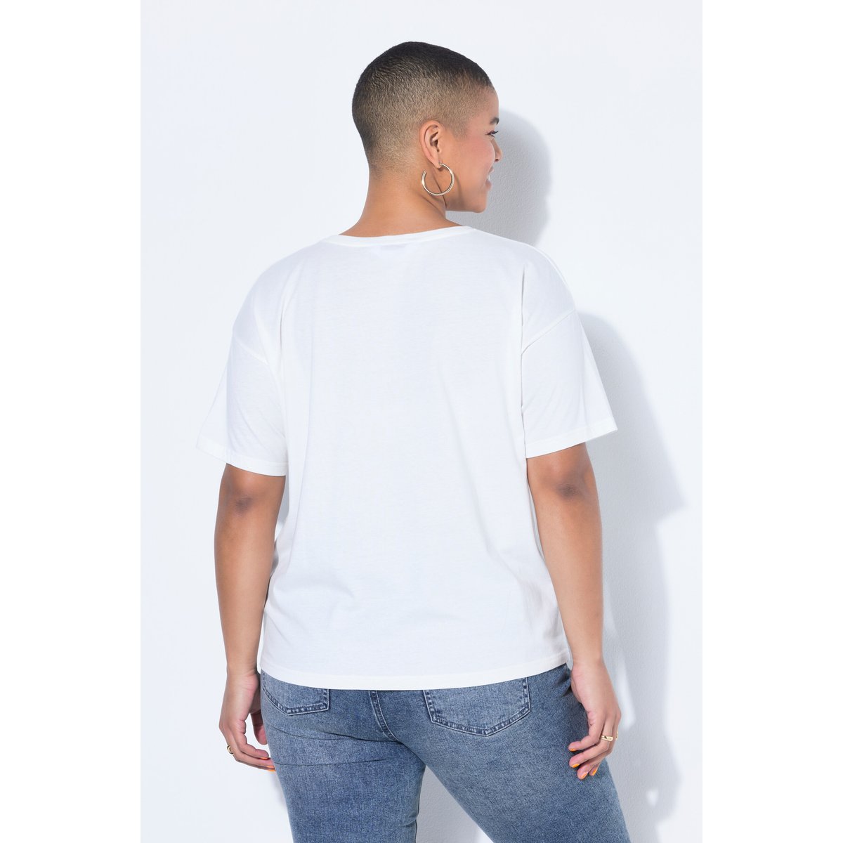 T-shirt oversize cropped, broderie olives blanc cassé, STUDIO UNTOLD