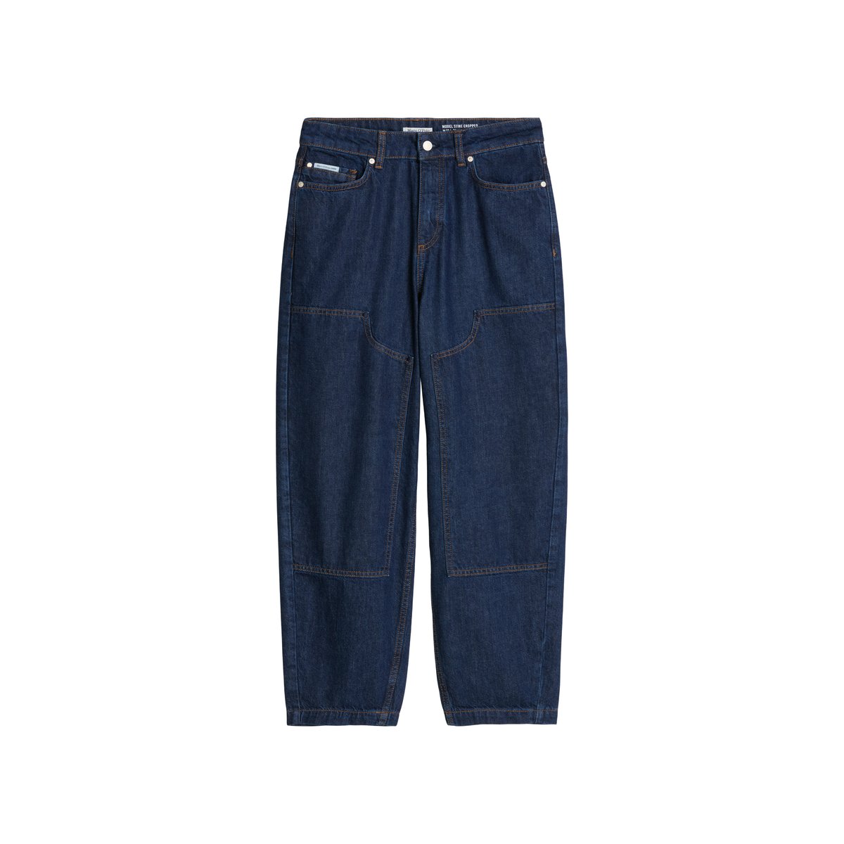 Jeans modèle Stine, coupe  relaxed barrel  et longueur raccourcie en pur coton bleu, MARC O’POLO DENIM