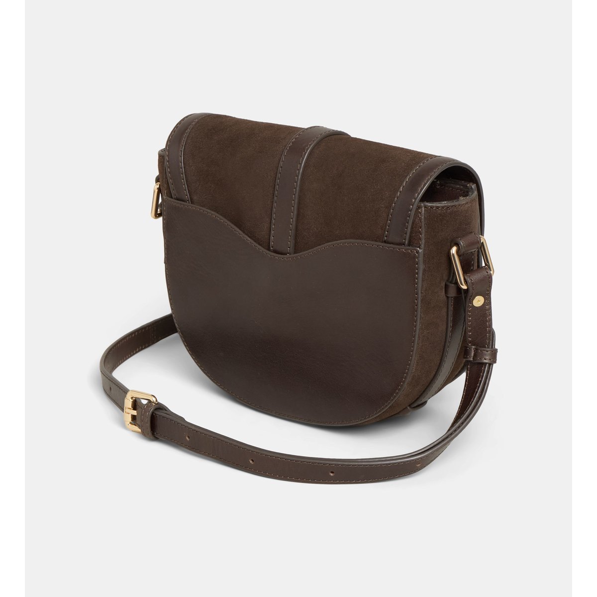 Sac à main apollina cuir suède et lisse marron chocolat, GALERIES LAFAYETTE