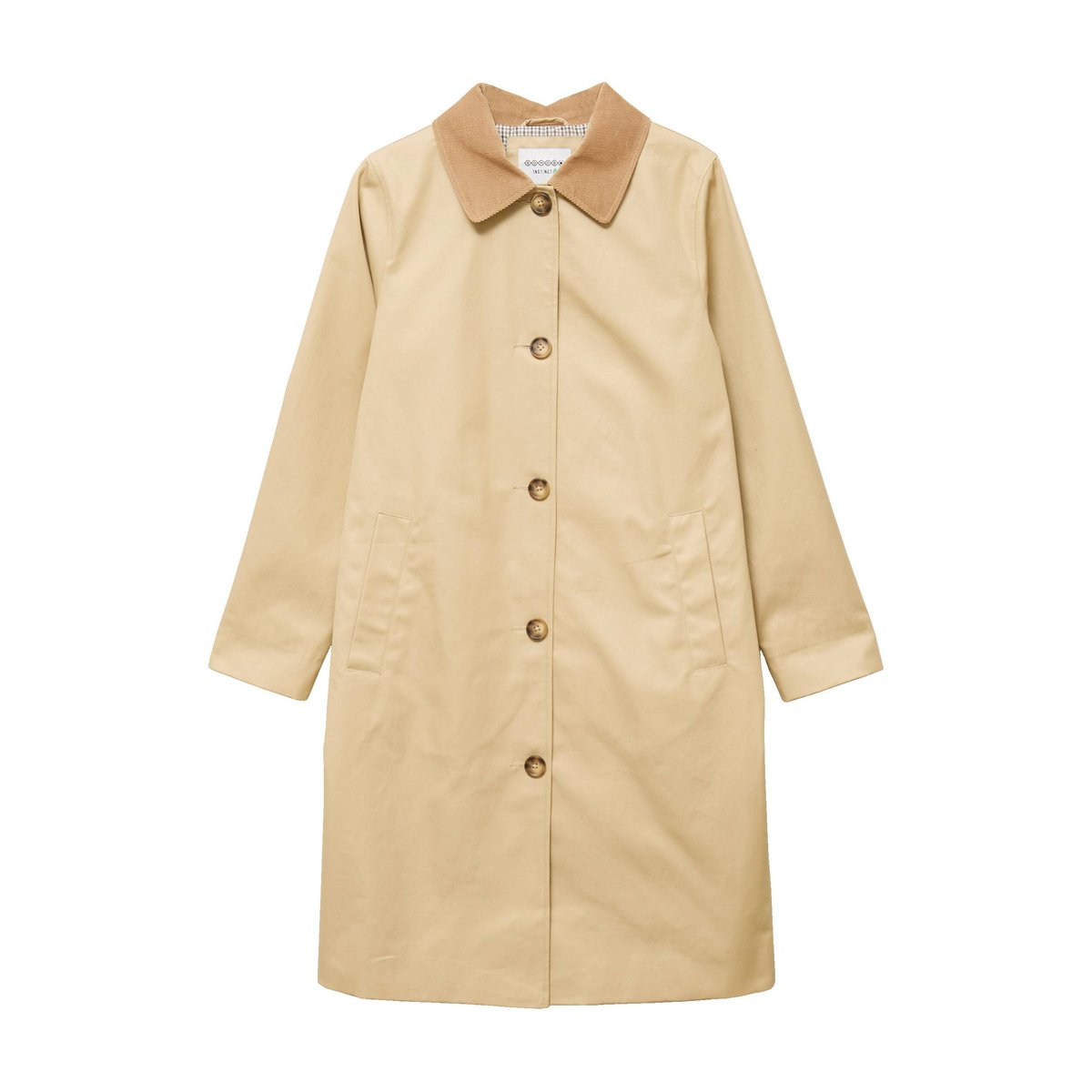 Imperméable long droit col tailleur beige, BONOBO