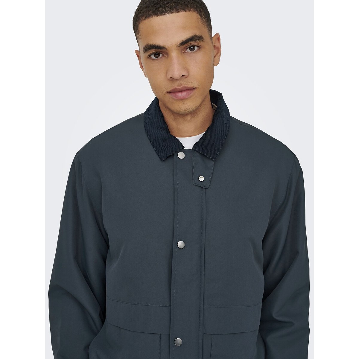 Giacca con collo in velluto a contrasto, Kosmo blu notte, ONLY & SONS