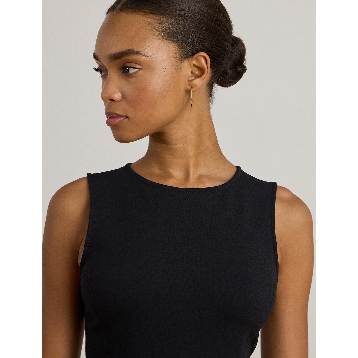Ärmelloses, ausgestellt geschnittenes, knielanges Kleid CHARLEY schwarz, LAUREN RALPH LAUREN
