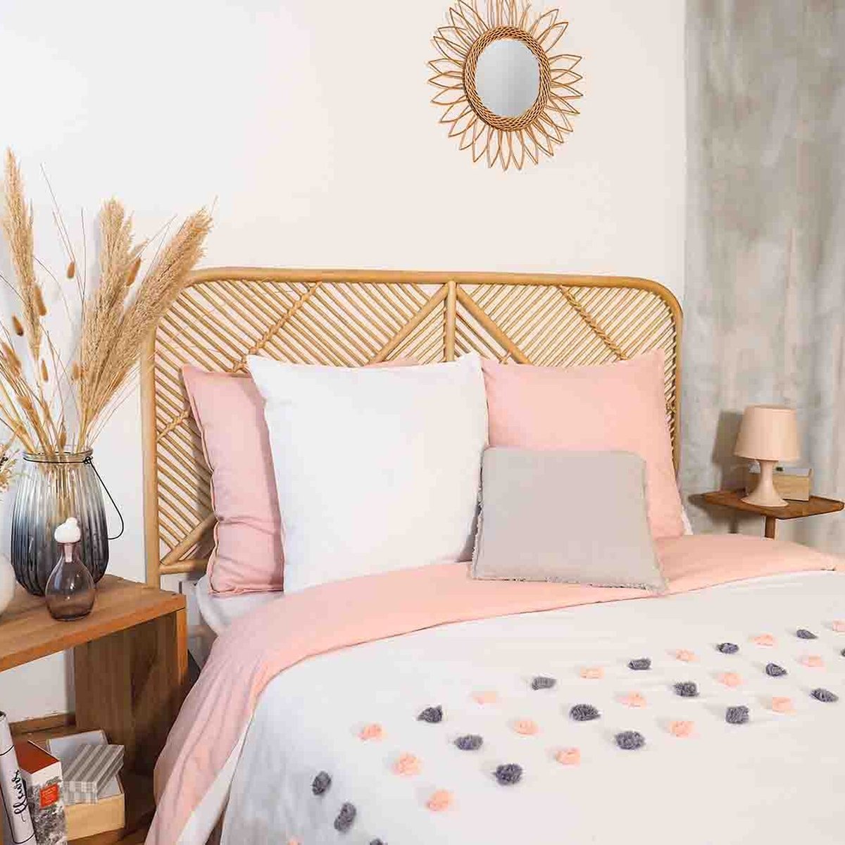 Parure housse de couette en coton imprimée, Poupie blanc, C DESIGN HOME TEXTILE