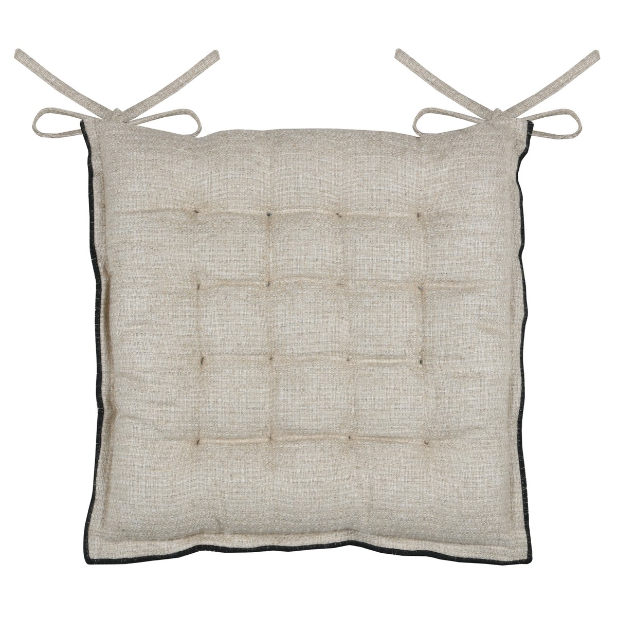 Galette de chaise en poly-lin avec finitions passepoil naturel, LOVELY CASA