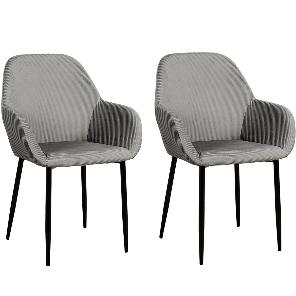 Lot de 2 fauteuils de table en velours GIULIA gris foncé, TOILINUX
