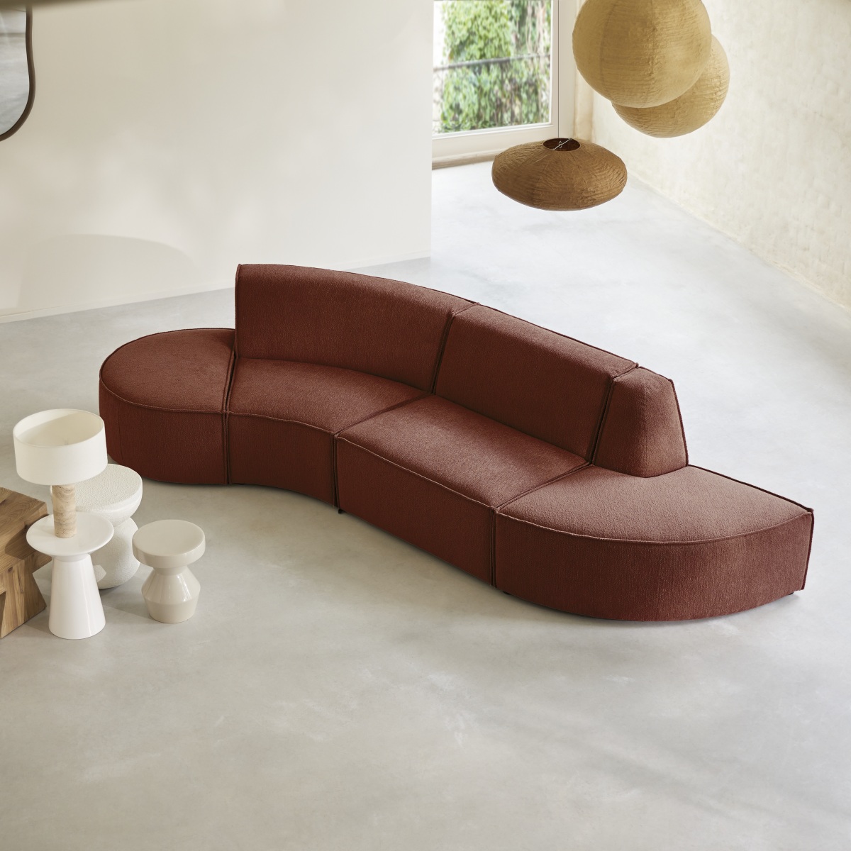 Banquette en Tissu, DARIO rouge, TIKAMOON