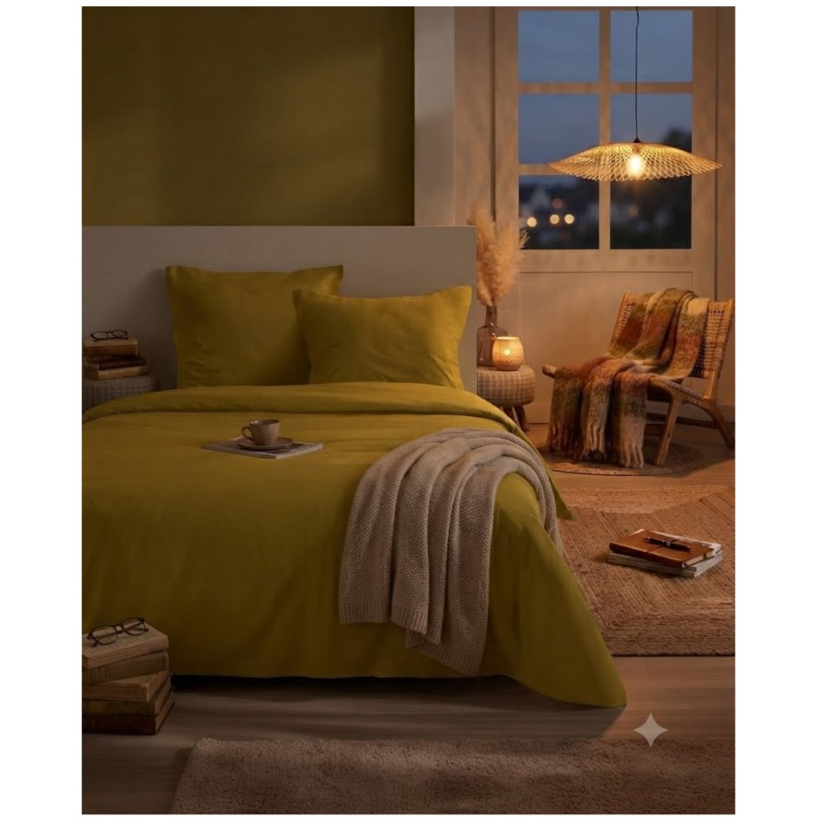 Parure de lit Collection Cocon moutarde, EDEN