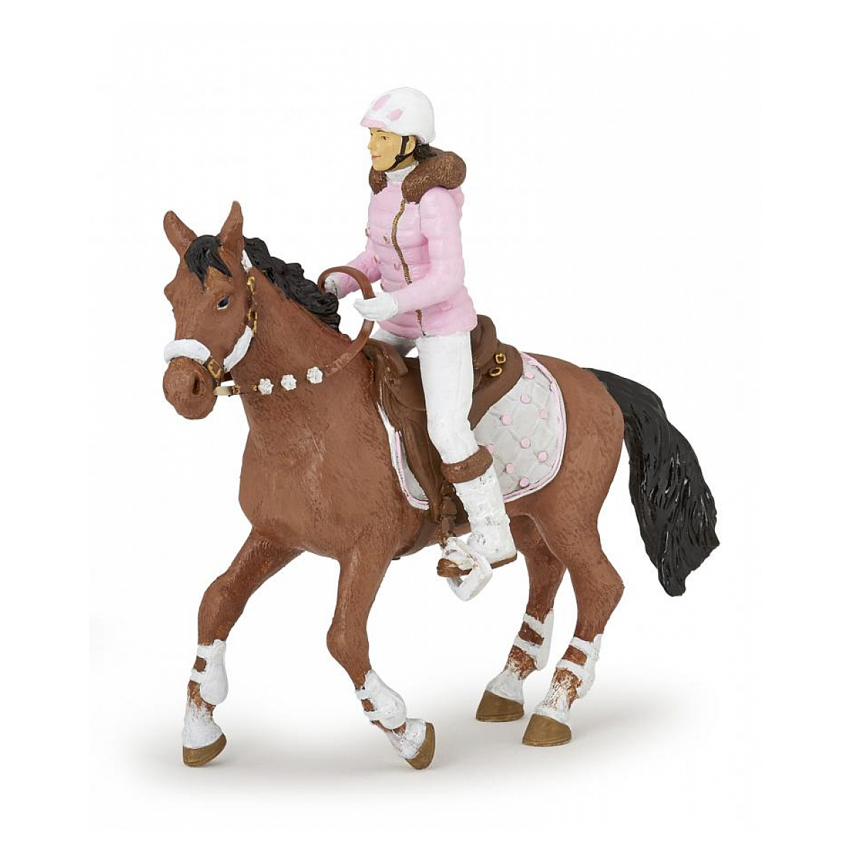 Figurine Cheval de la Cavalière Fashion hiver marron, PAPO