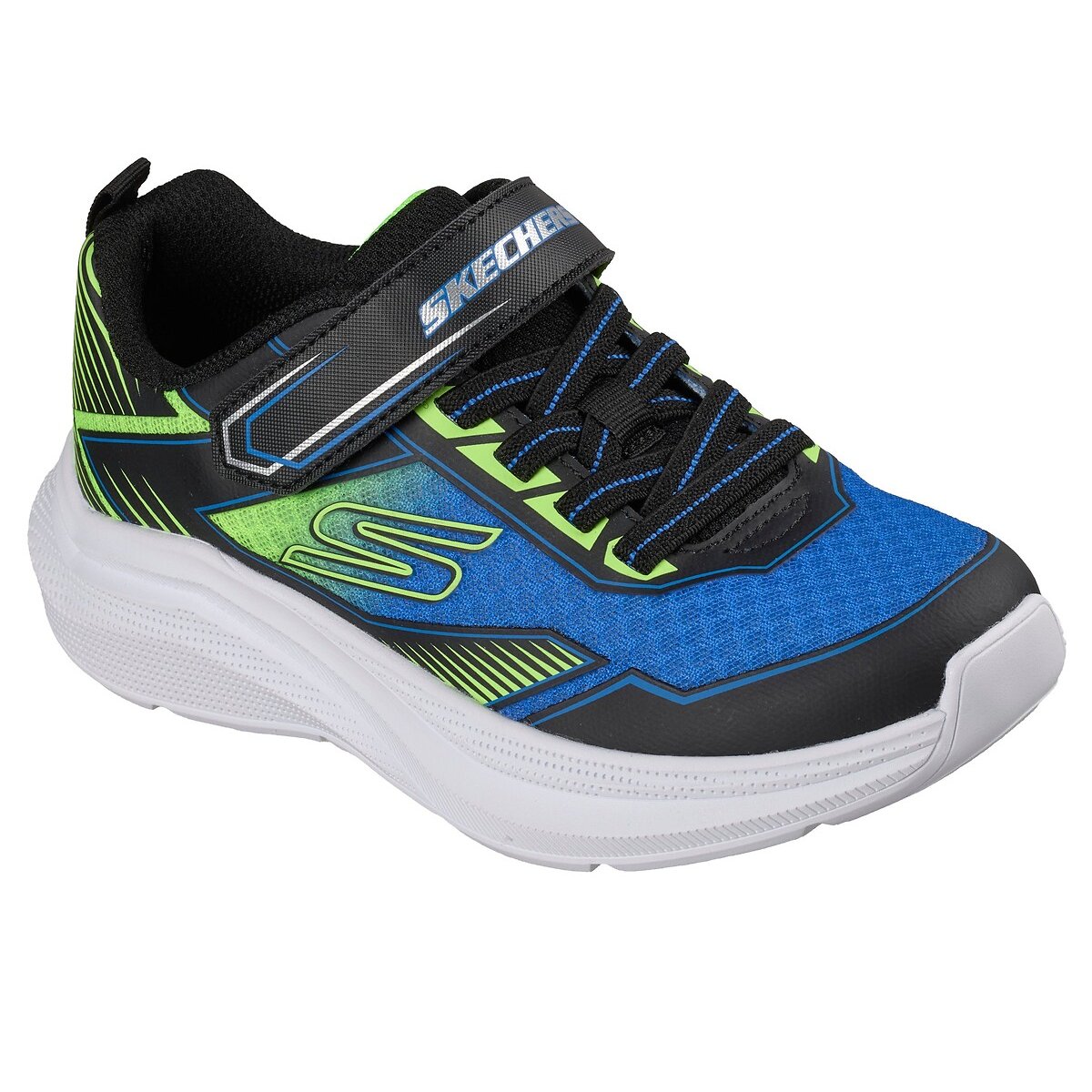 Kids Microspec Velocity Grid Shift Trainers black/blue, SKECHERS