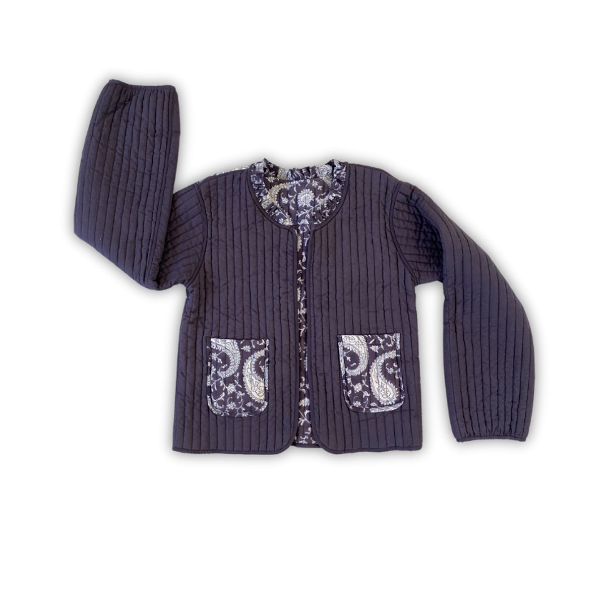 Veste matelassée imprimée MEERA bleu bleuet, BINDI ATELIER