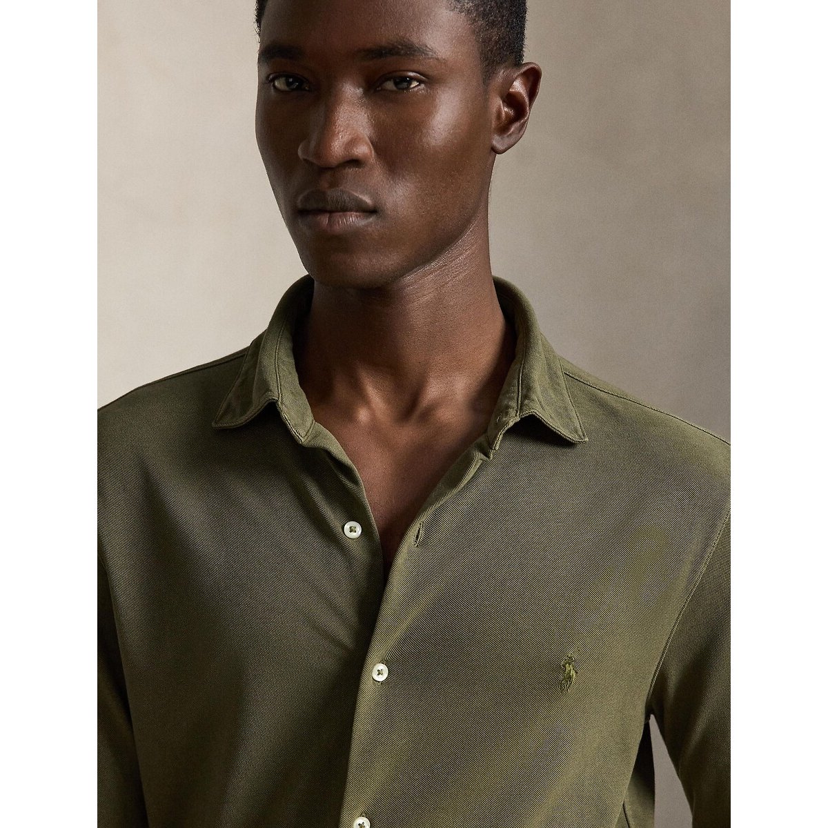 Chemise légère, en coton piqué olive, POLO RALPH LAUREN