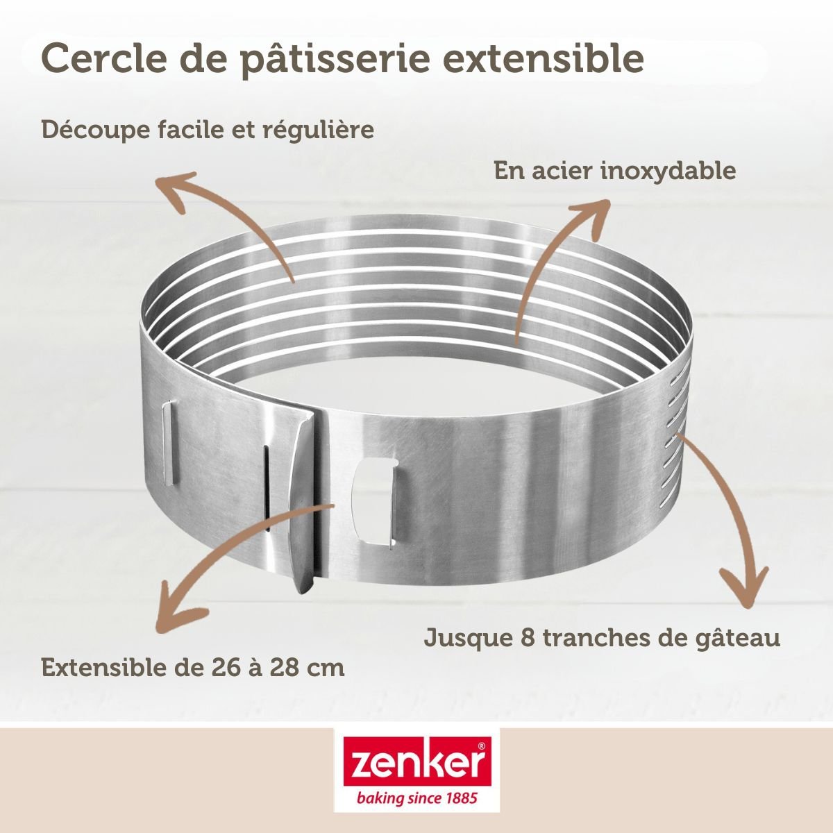 Lot de 2 cercles à pâtisserie 26/28 cm en inox SMART PASTRY gris, ZENKER