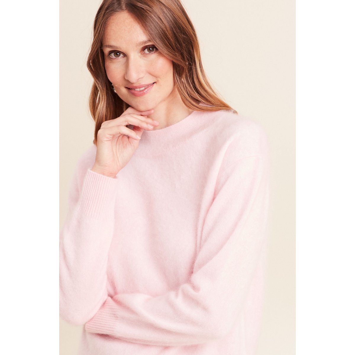Pull cachemire col montant rose, BREAL