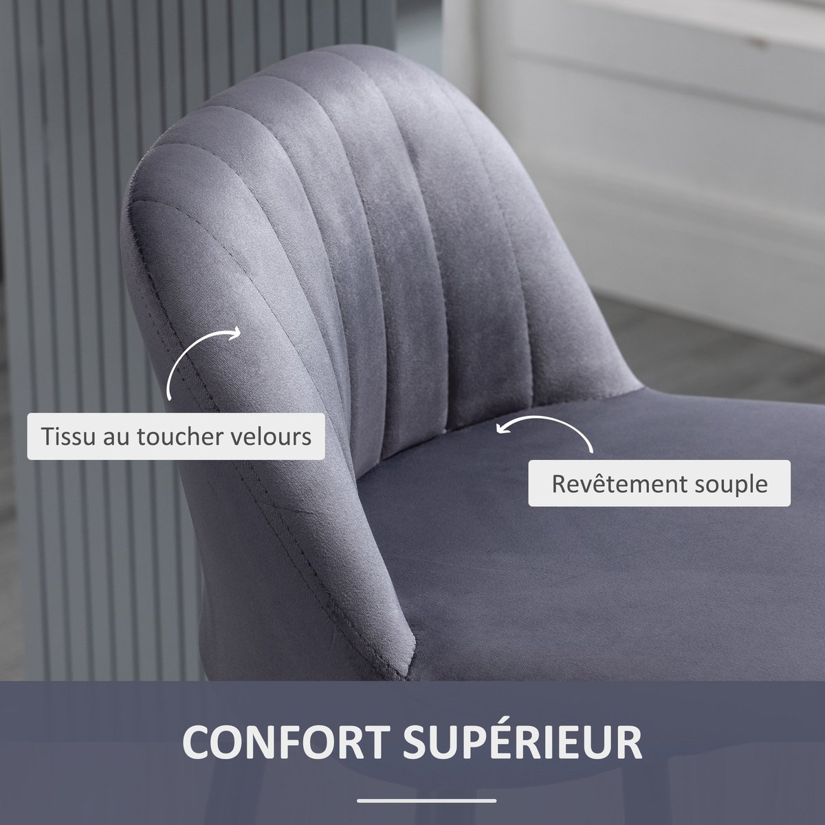 Tabouret de bar Polyester Gris gris, noir, HOMCOM