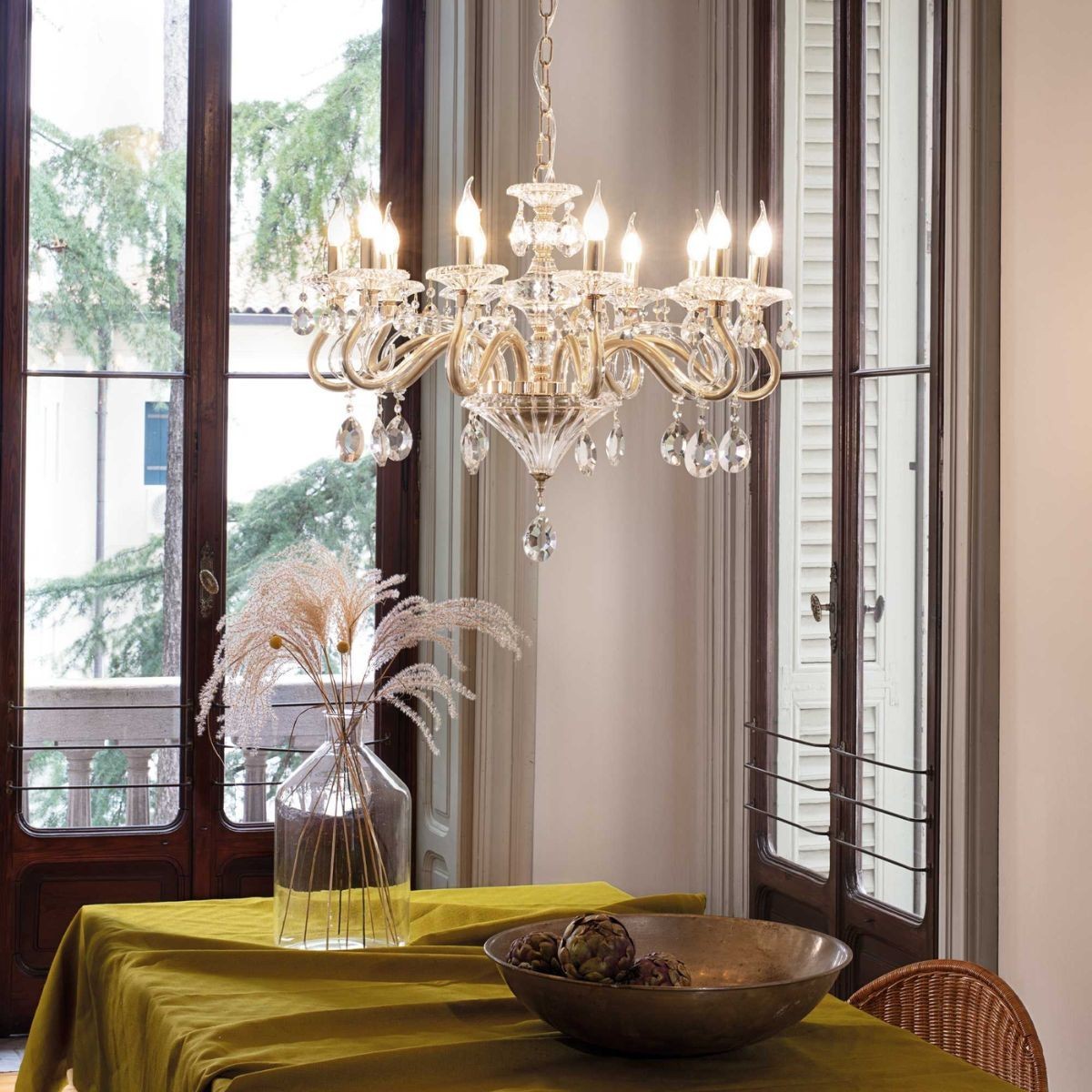 Lustre NEGRESCO or dorée, IDEAL LUX