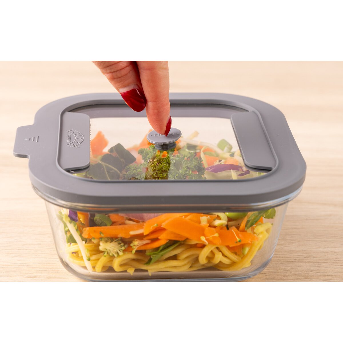 Set of 2 Fresh Storage 0.8L Square Food Storage transparent, KILNER