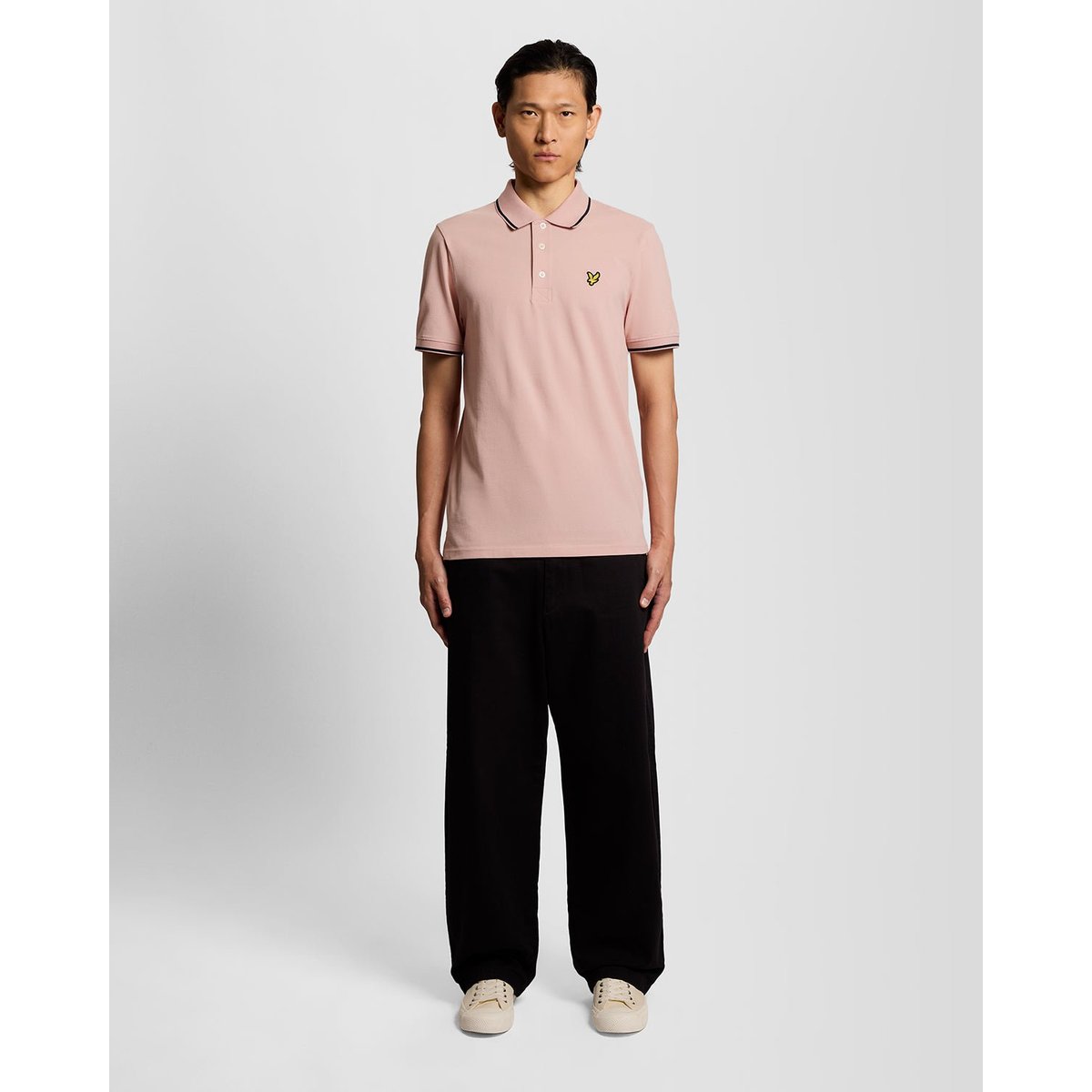 Polo à liserés contrastés rose pamplemousse/ foncé marine, LYLE & SCOTT