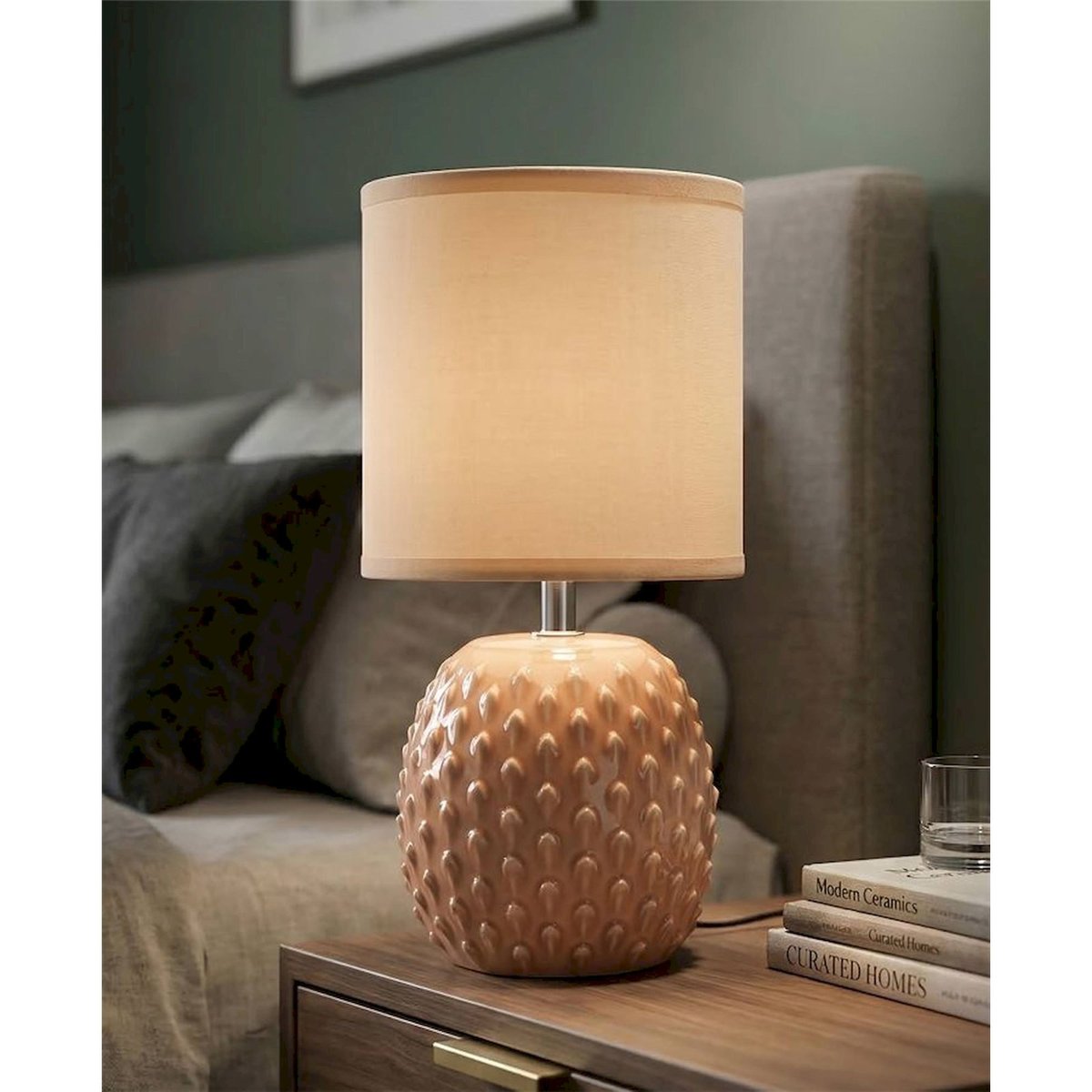 Lampe de chevet en céramique relief MODERN pêche, RECOLLECTION