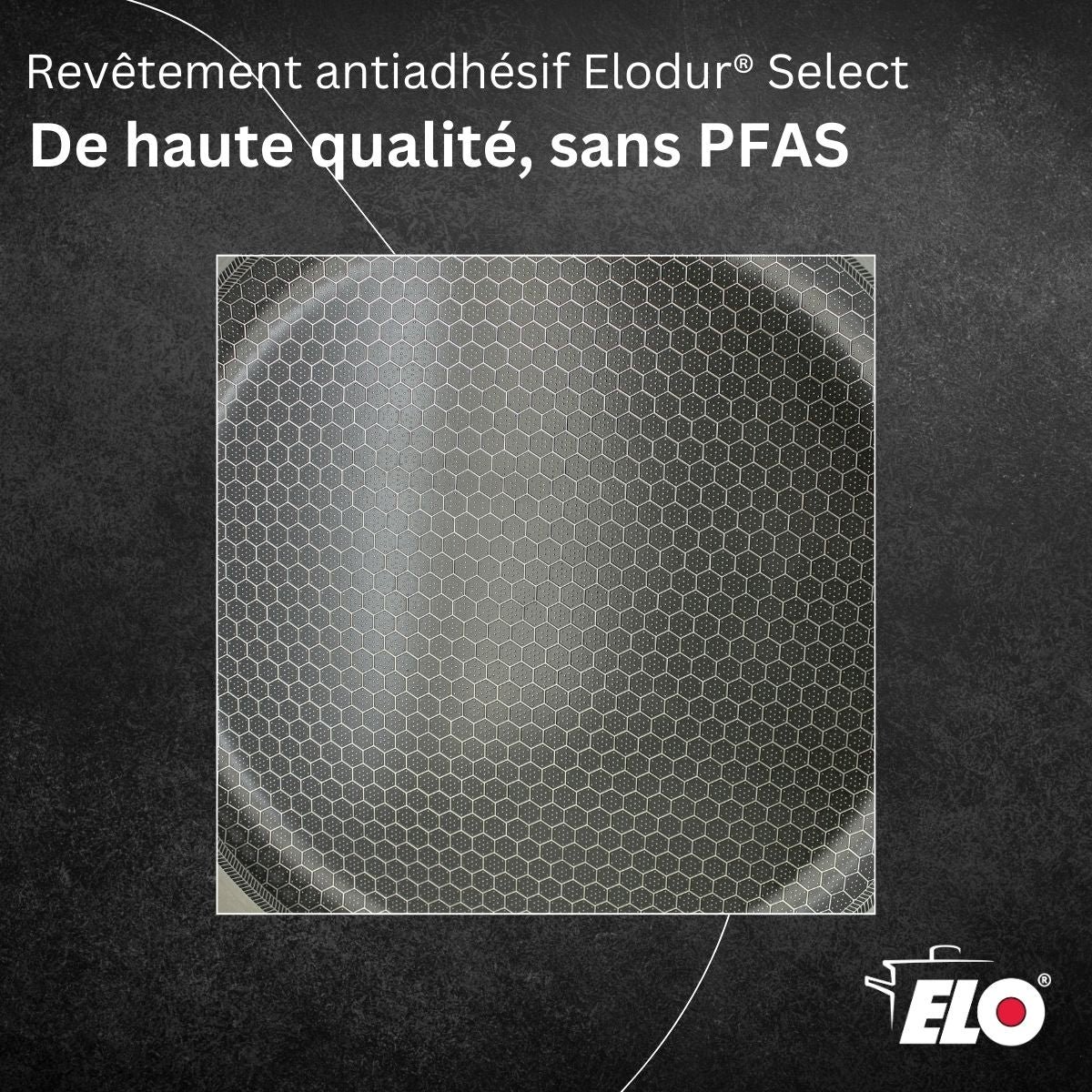 Batterie 2 poêles 24/28cm + 2 faitouts 12/16cm RELIEF PASSION gris, ELO