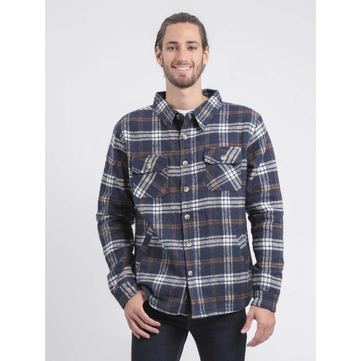 Surchemise Manches Longues Carreaux Toranol bleu marine, RITCHIE