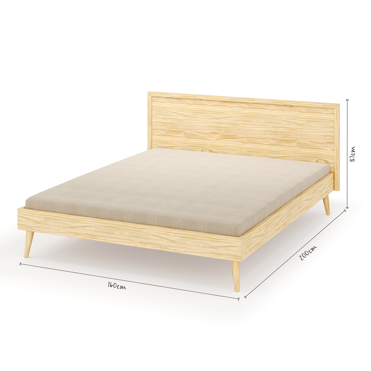 Pack lit 2 places avec matelas Bois massif BILLY bois, AKITEN RETAIL