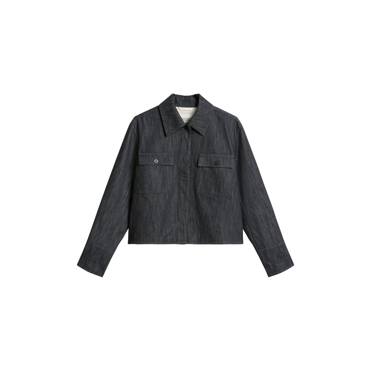 Veste d'intérieur boxy shape en Organic Cotton Stretch bleu foncé, MARC O'POLO