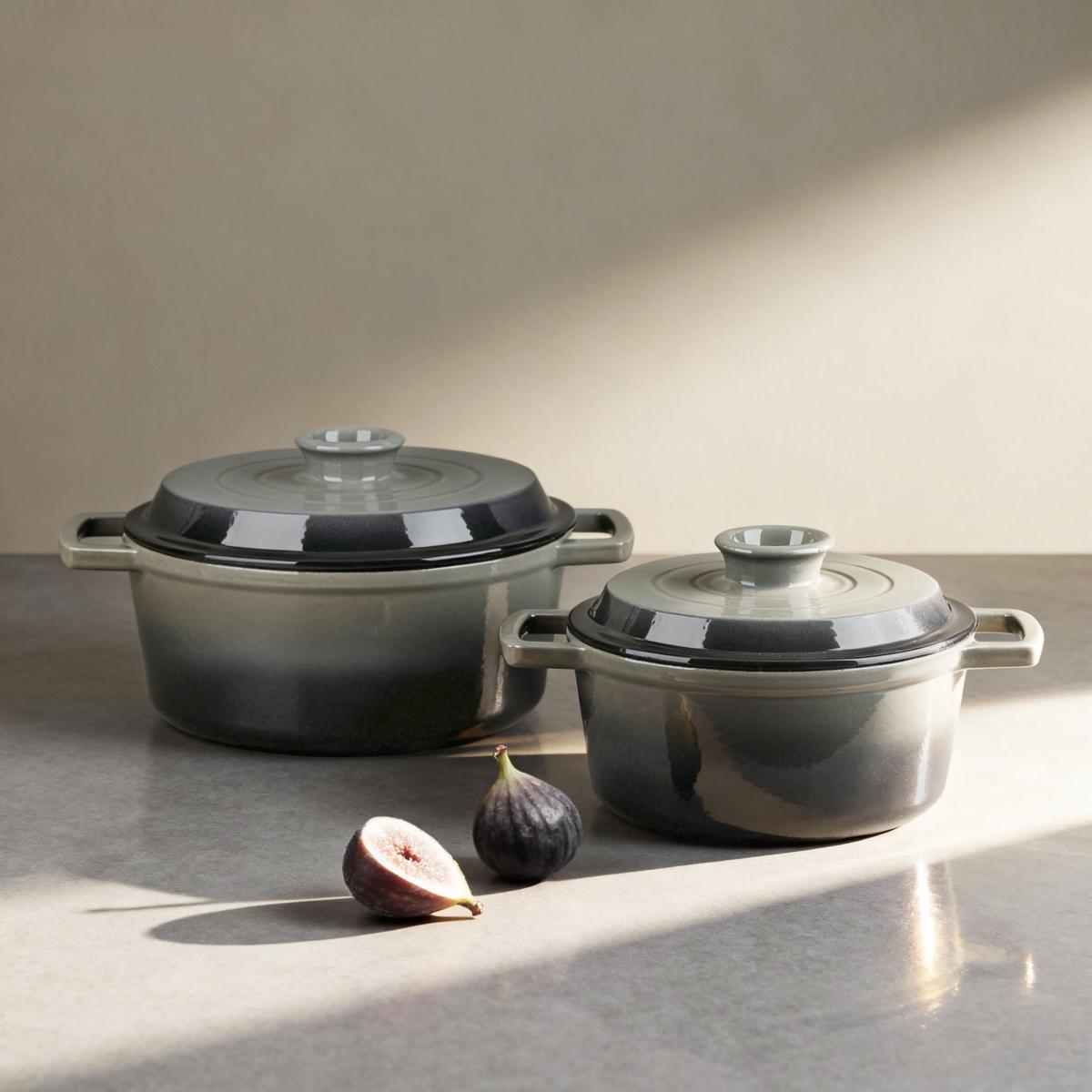 Cocotte en fonte ronde 20cm - "Masseiron Ardoise" couleur unique, LAGUIOLE CUISSON