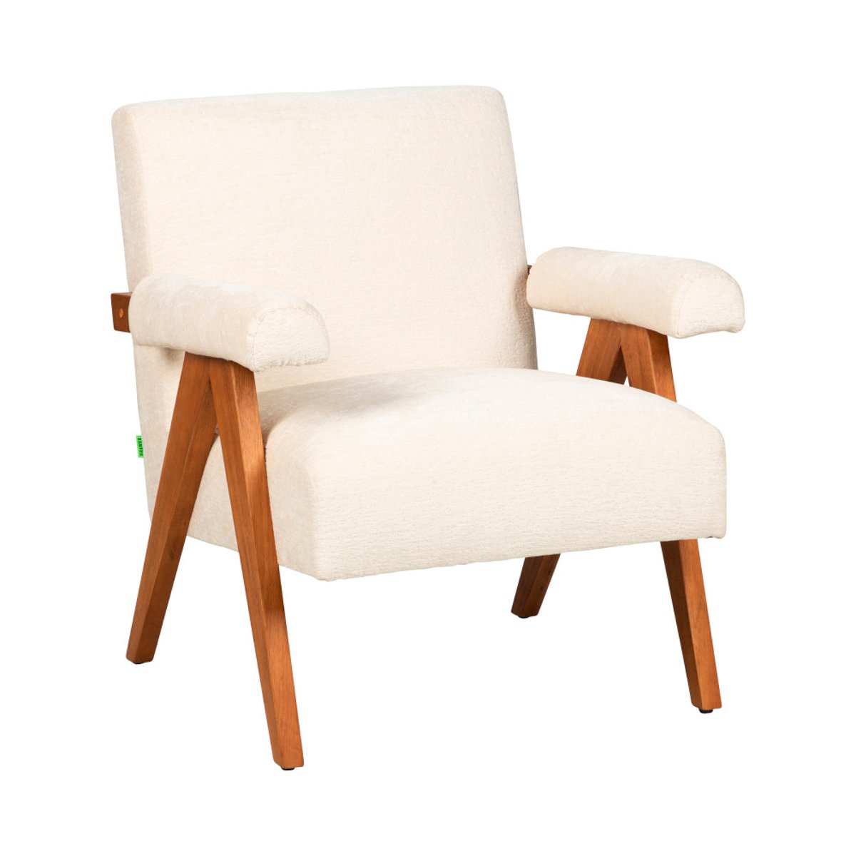 Fauteuil en tissu chenille et bois- VEDA écru, DRAWER