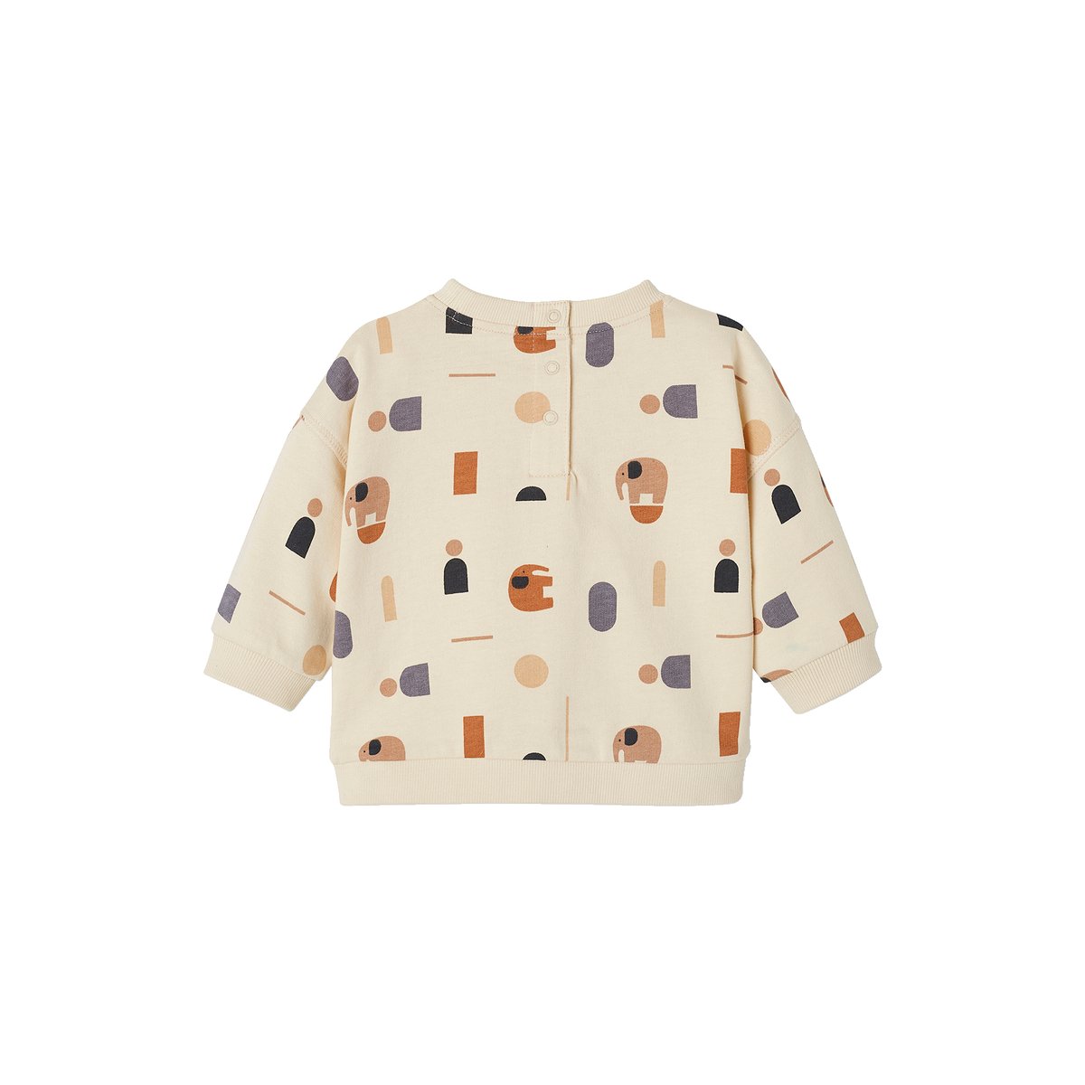 Sweat bébé en molleton motifs géométriques beige clair imprimé, VERTBAUDET