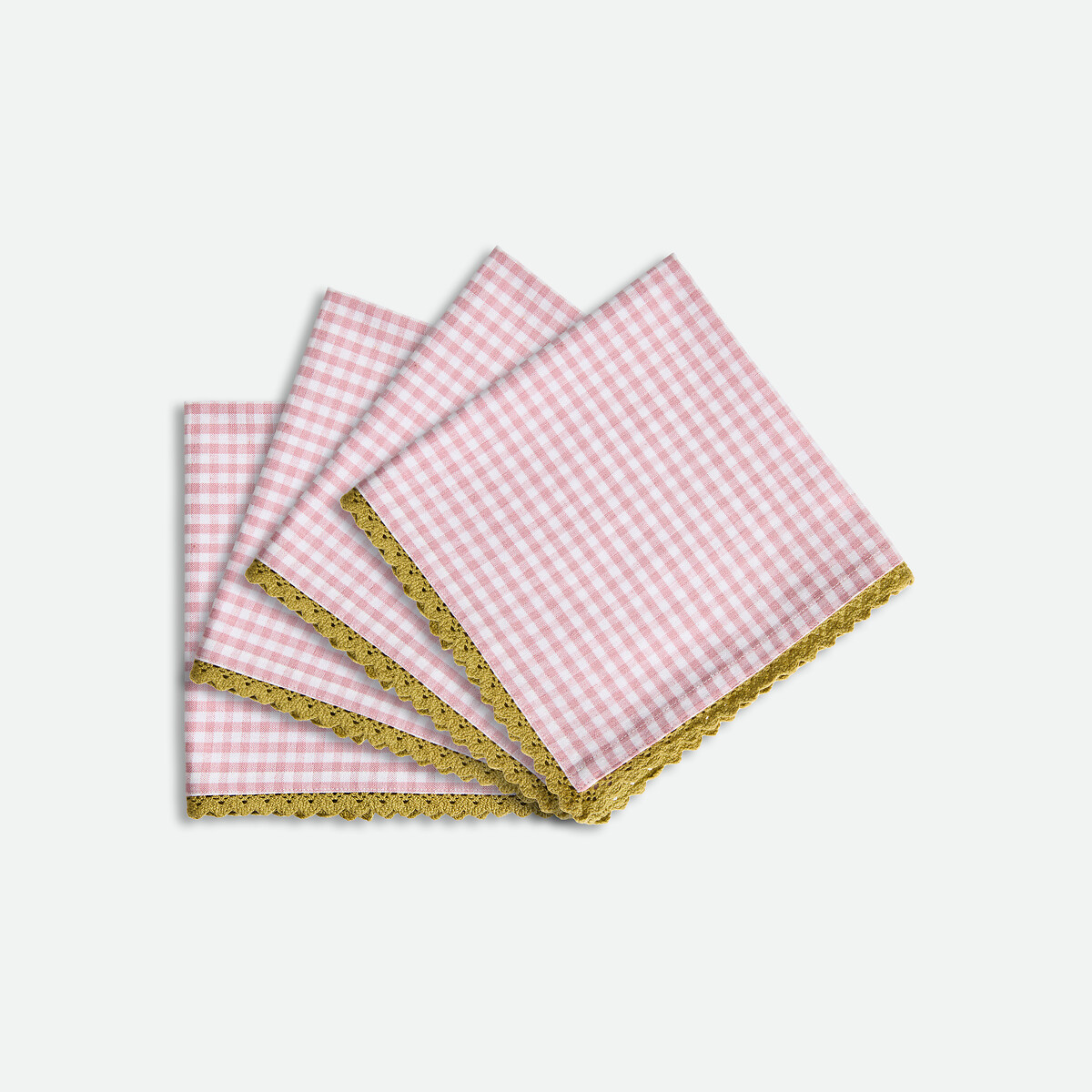 Juego de 4 servilletas de algodón/lino Trattoria blanco/rosa , LA REDOUTE INTERIEURS