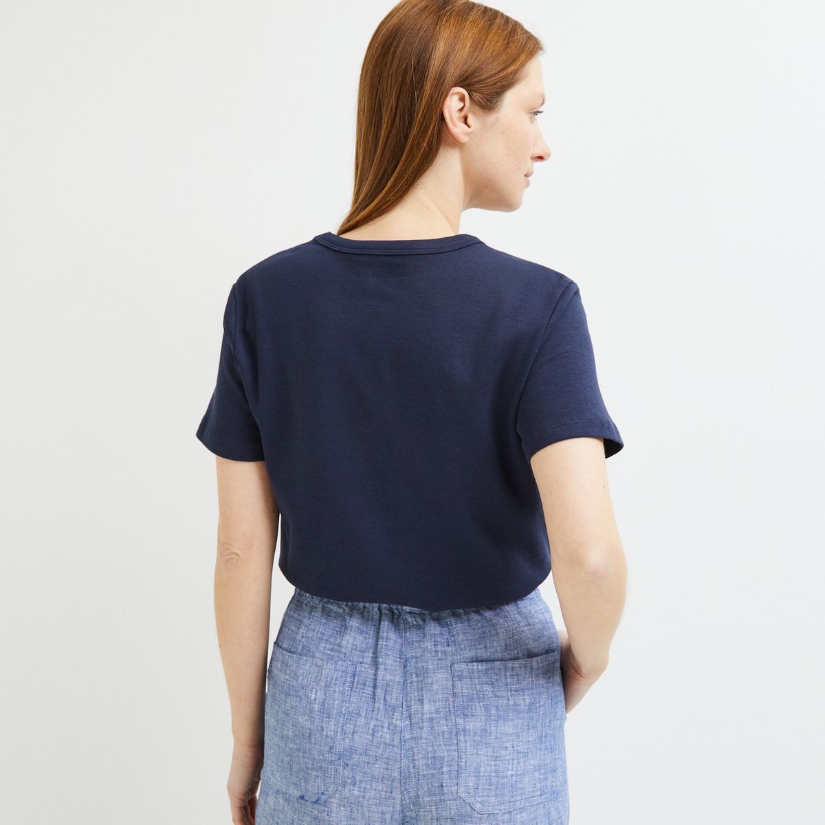 T.shirt uni en coton BIO, Oeko-Tex marine, MONOPRIX