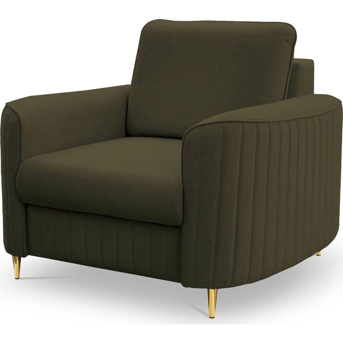 Fauteuil cabriolet en velours PANTANO beige clair, RECOLLECTION