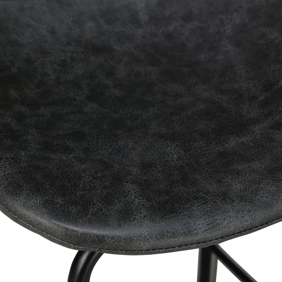 Lot de 2 chaises pour îlot central 65 cm en cuir synthétique - HENRIK gris / noir, pieds noirs, MAISON PAVANE