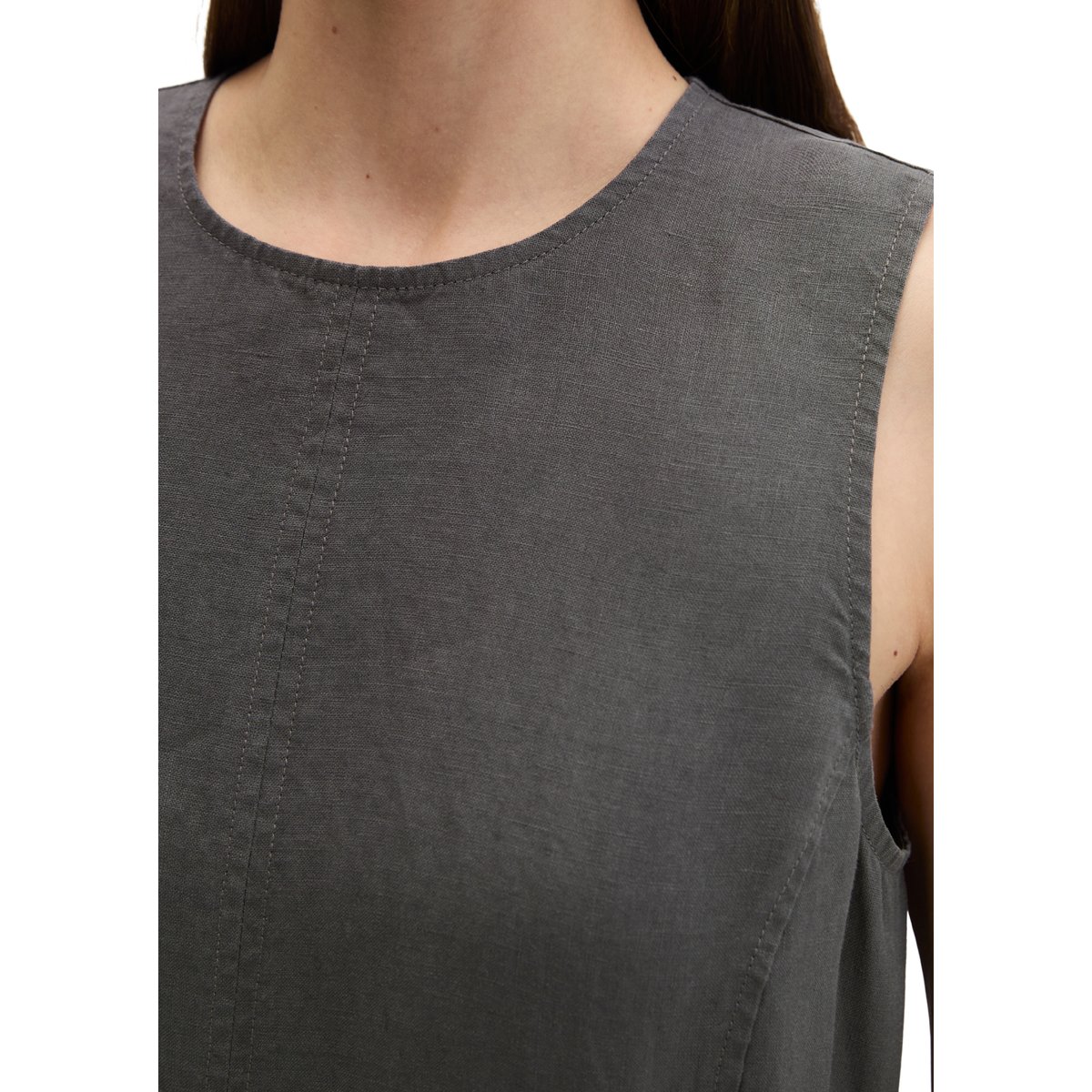 Robe en lin shaped avec fermeture éclair sans couture gris foncé, MARC O'POLO