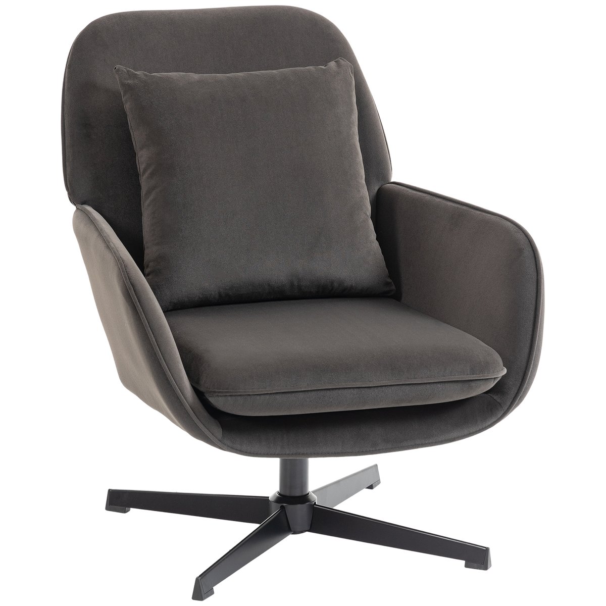 Accent Chair Velours (100 % Polyester) Gris gris foncé, HOMCOM