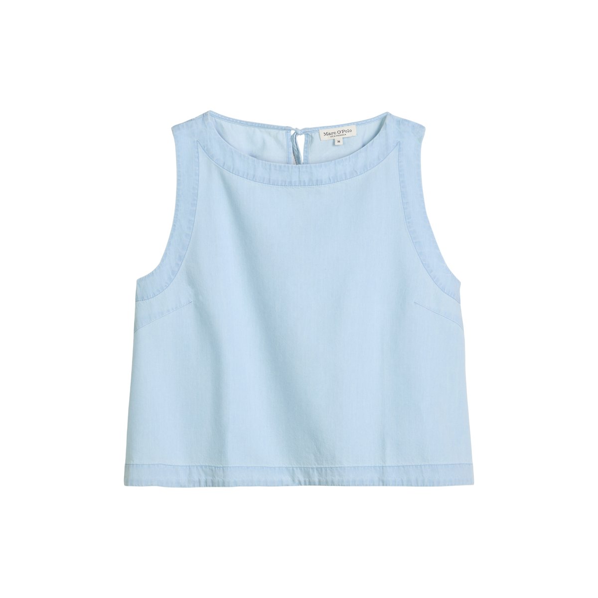 Top chemisier relaxed cropped avec Tencel™ Lyocell bleu clair, MARC O'POLO