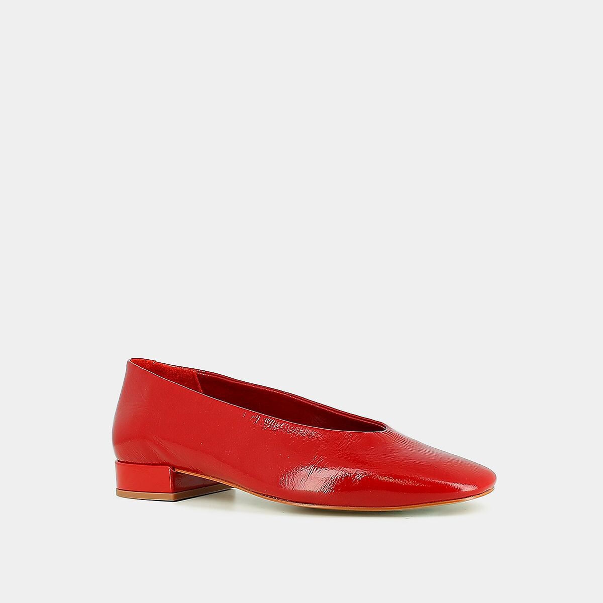 Ballerine in pelle verniciata Lea, prodotte in Europa rosso, JONAK