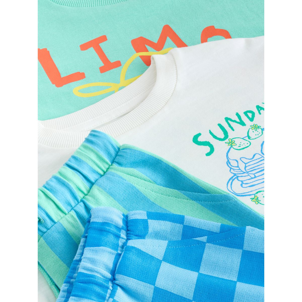 T-shirt à manches courtes et short, lot de 2 dos imprimé alimentaire vert/blanc, NEXT