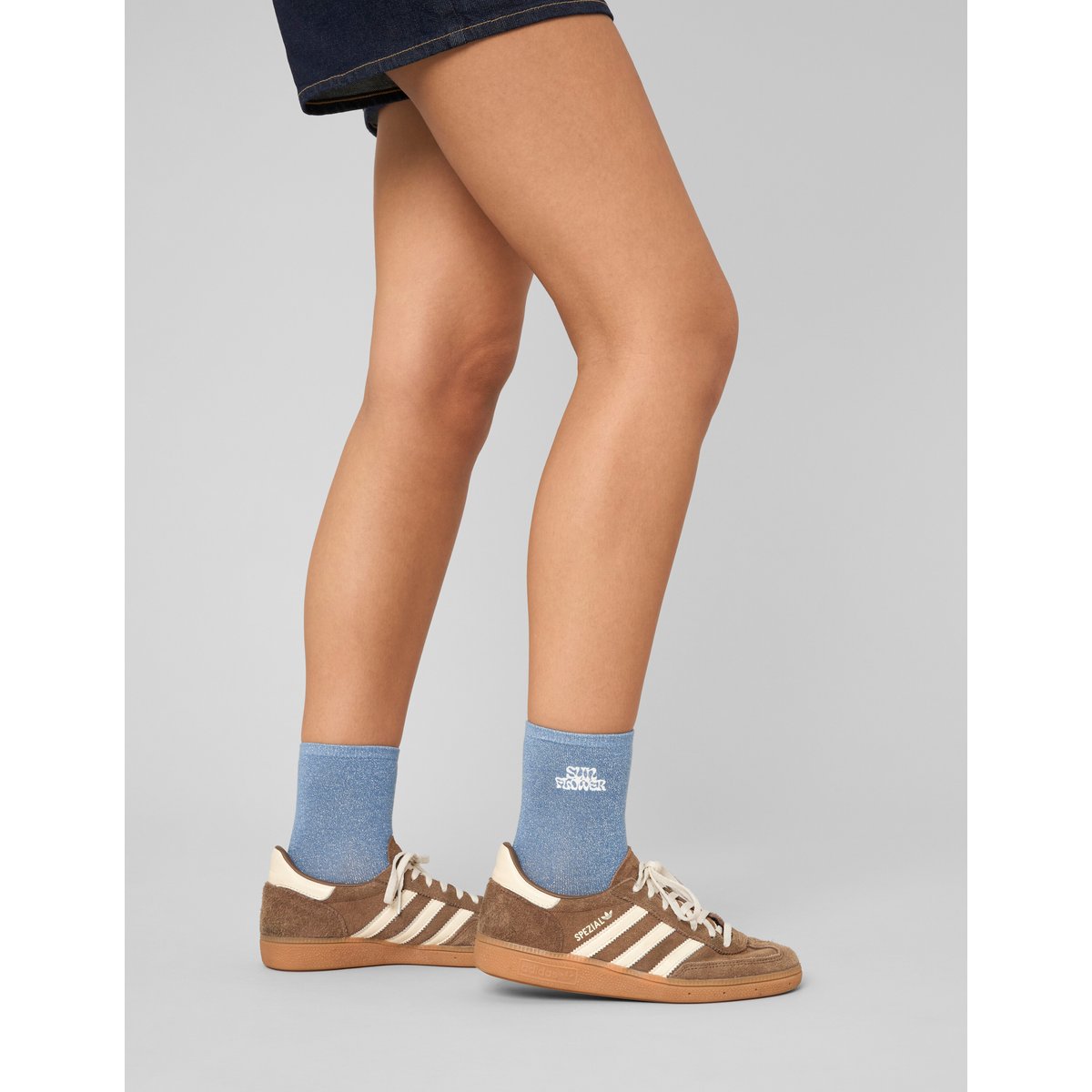 Lot de 2 paires de chaussettes brodées bleu moyen, BZB