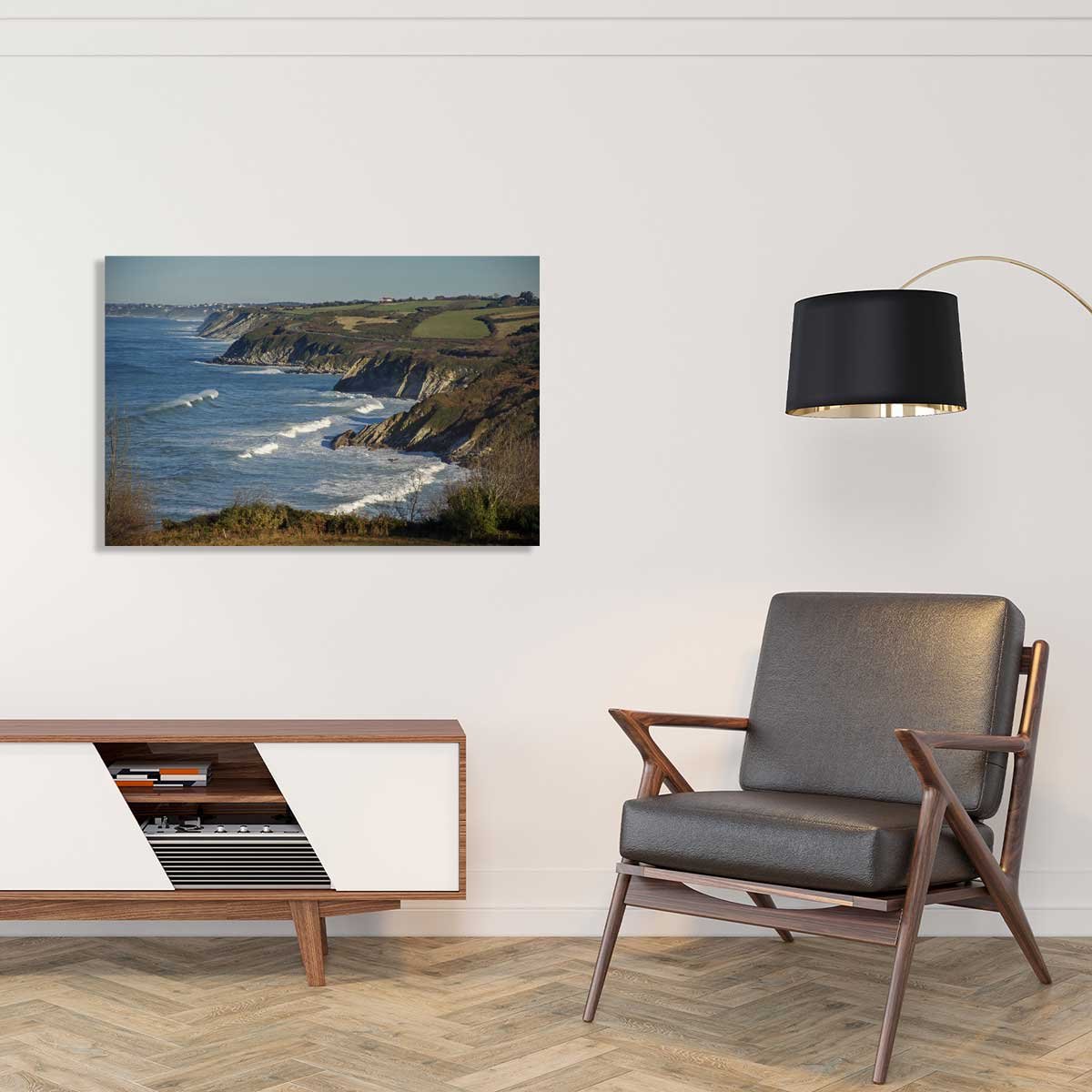 Tableau paysage ocean corniche d'hendaye tableau alu dibond, HEXOA
