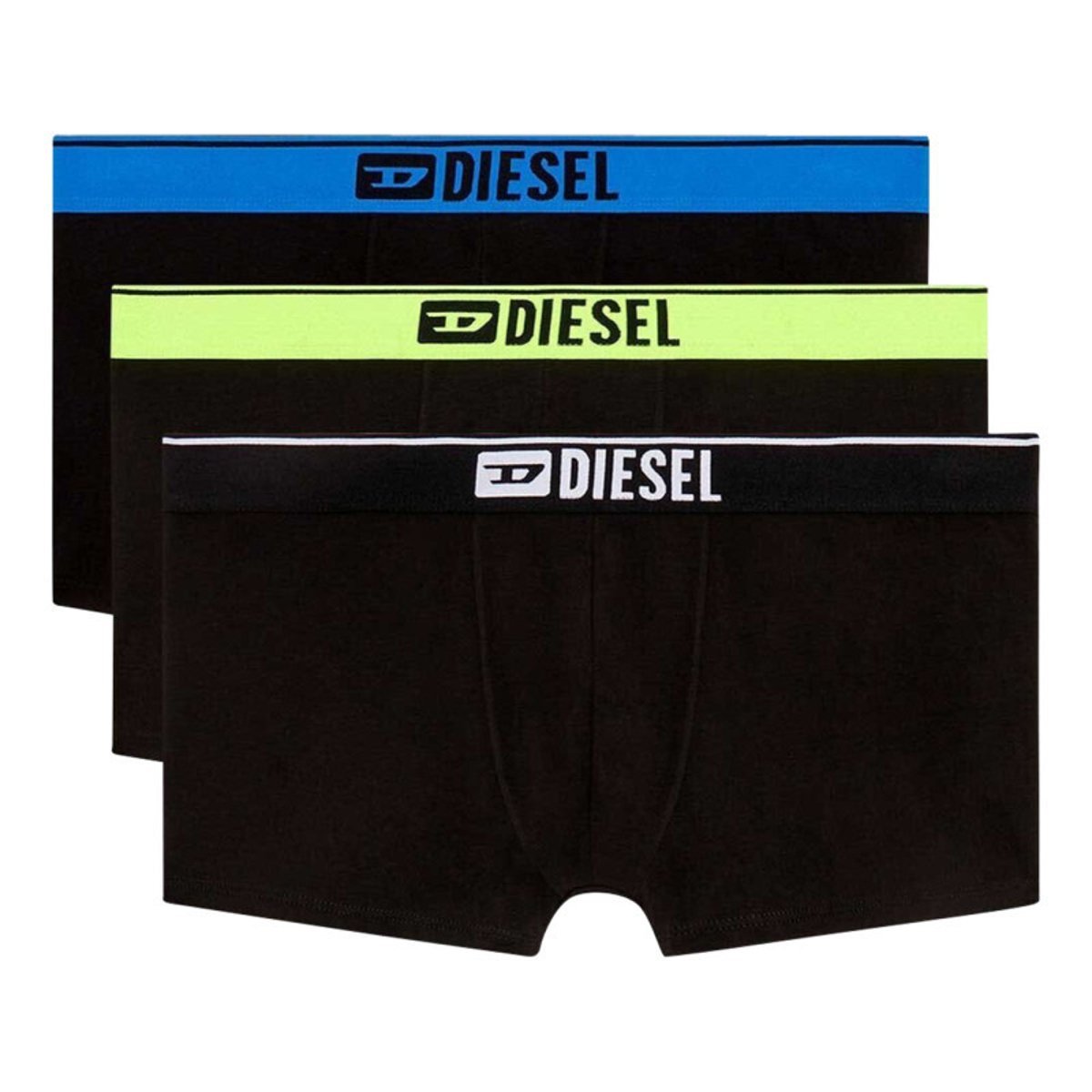 Lot de 3 boxers classiques en coton noirs unis à ceinture différentes noirs, DIESEL