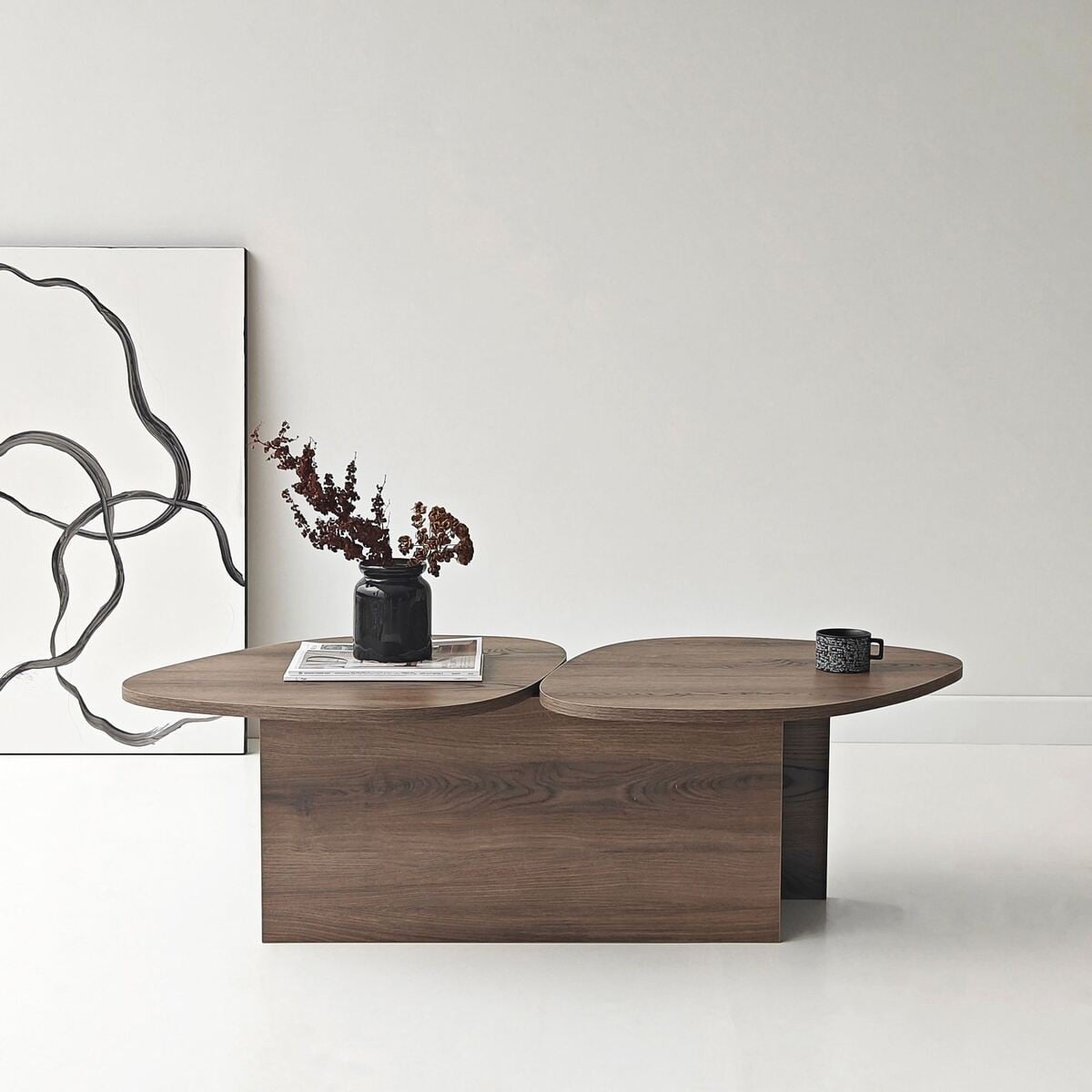 Table basse double plateau CÉLESTE noyer, CALICOSY