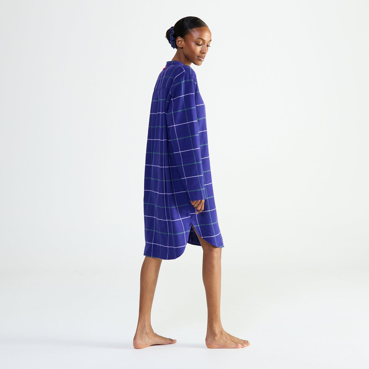 Chemise de nuit col officier en flanelle de coton DUO CHAUD boreales, LAURENCE TAVERNIER