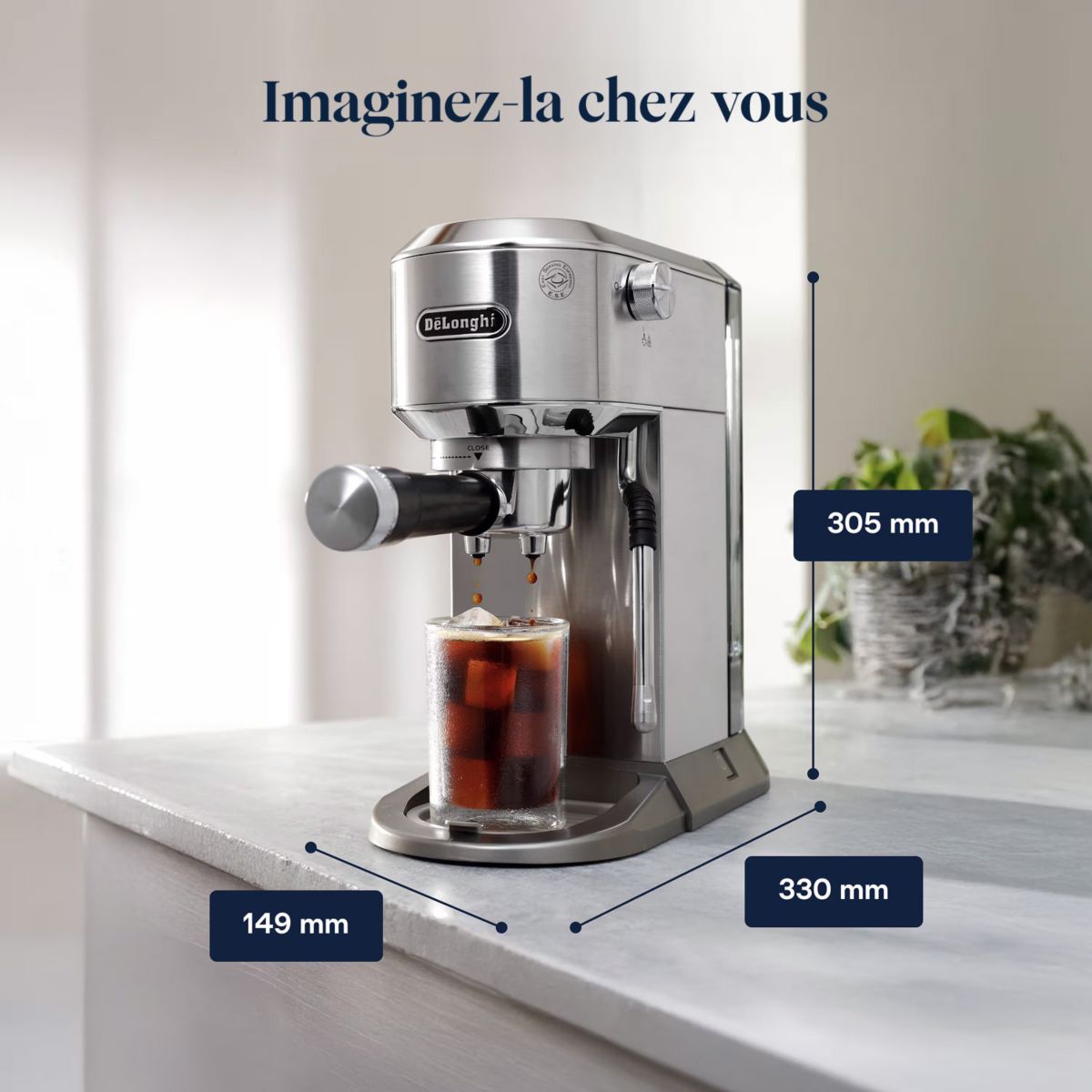 Machine à expresso EC890.M Dedica Duo Métal couleur unique, DELONGHI