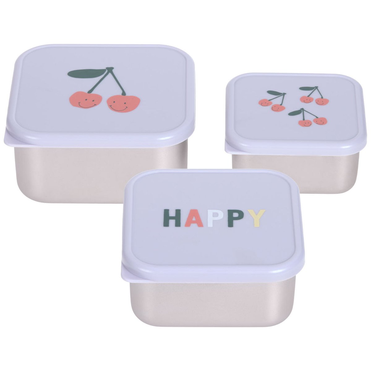 Lot de 3 boîtes à goûter lilas, rouge, LASSIG
